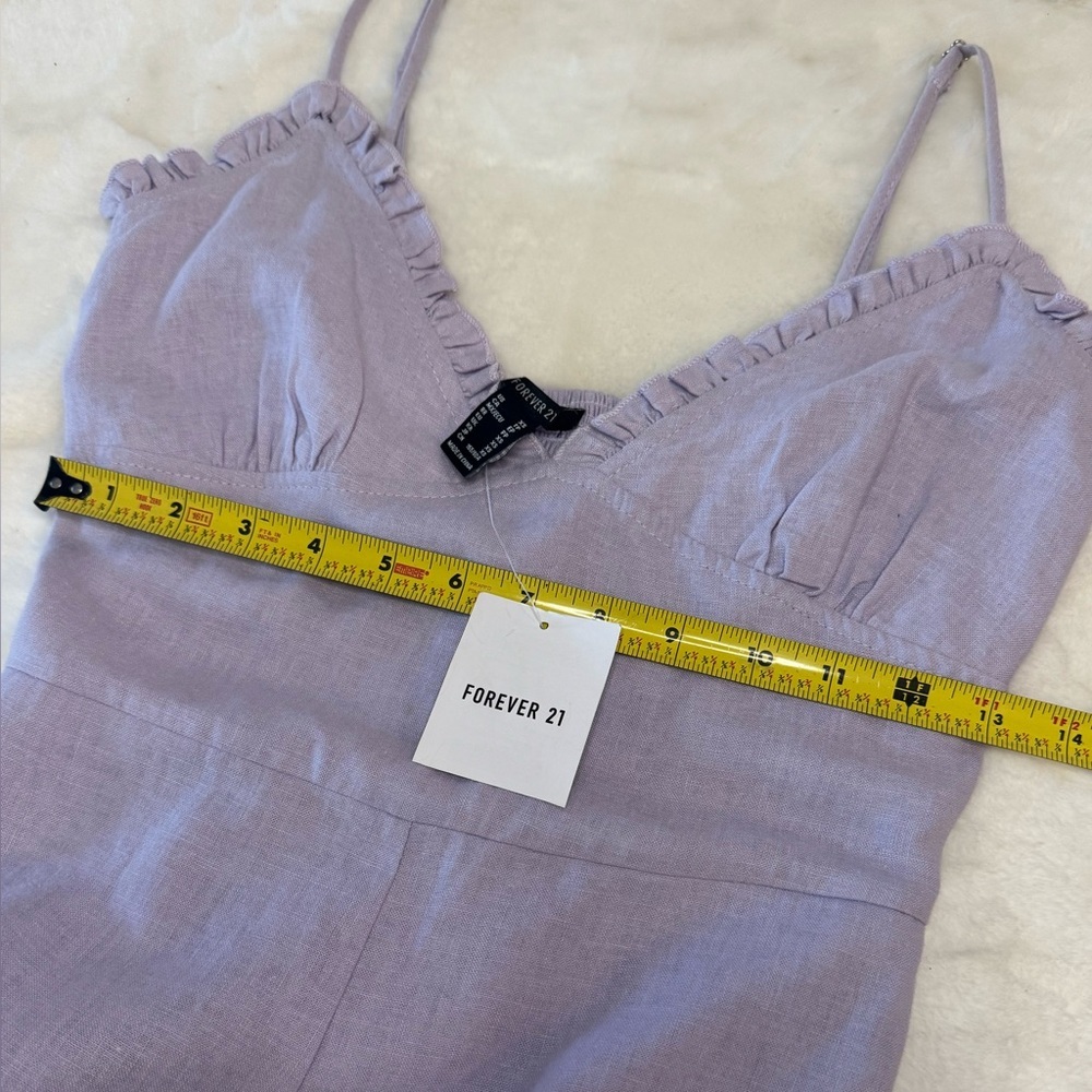 Forever 21 Lavender Linen Blend Wide Leg Jumpsuit XS NWT - Picture 9 of 14